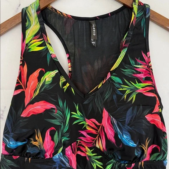 TORRID Black Multicolor Floral Print Swim Tank Top Size 1X - Picture 5 of 9